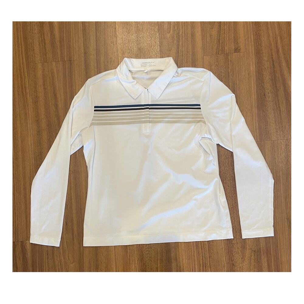 Nike Golf FIT DRY Dri-FIT Women’s Striped Long Sleeve Polo Shirt Size L